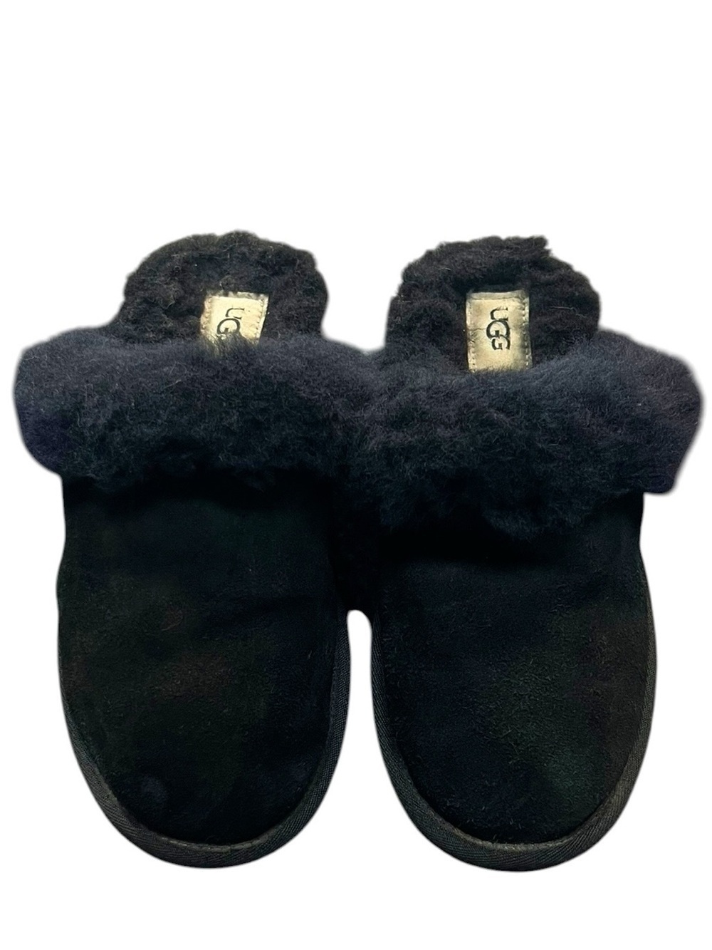 UGG Scuffette II Black Shearling Suede Slippers – Women’s Size 8 Cozy Luxe